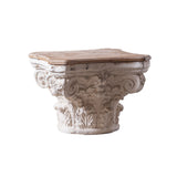 Vintage Solid Wood Side Table with Marble Top