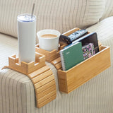 Bamboo sofa cup holder tray