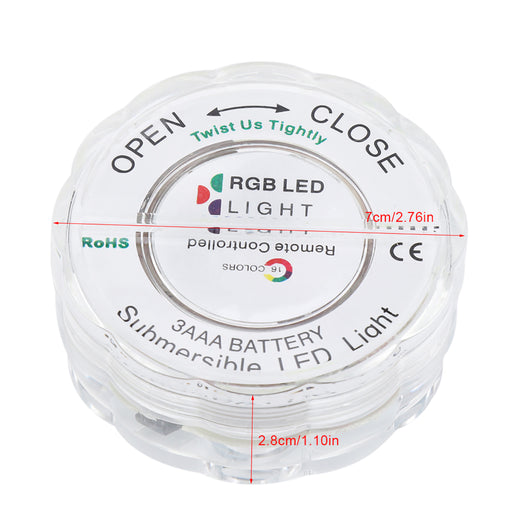Waterproof LED light submerged showing multiple colors