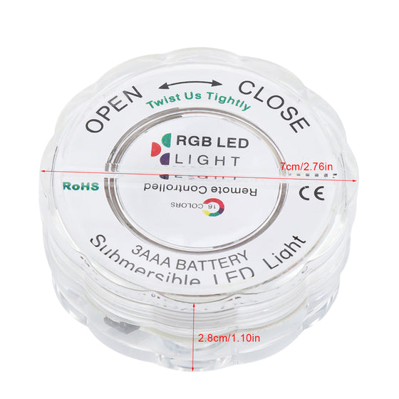 Waterproof LED light submerged showing multiple colors