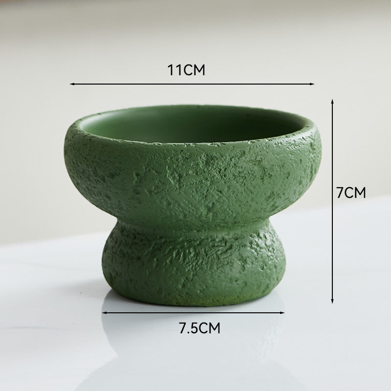 Decorative Cement Candle Cup with Volcanic Stone Base