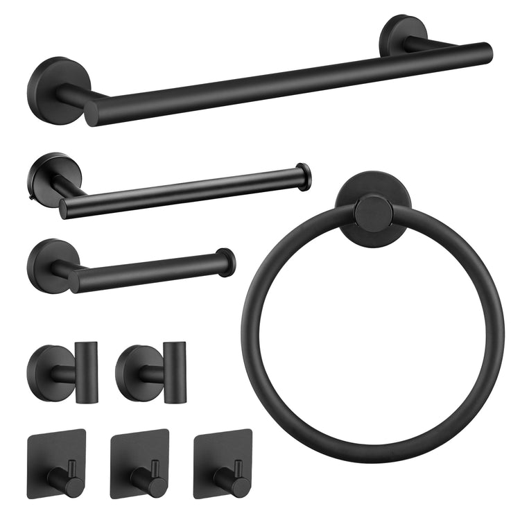 9 Pieces Bathroom Hardware Set Wall Mounted Towel Bar