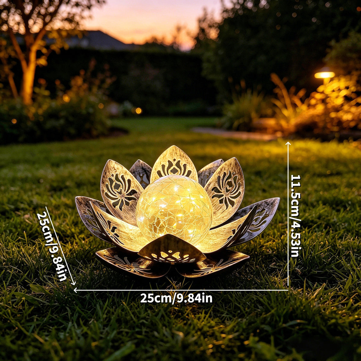 Solar Powered Lotus Flower Garden Light