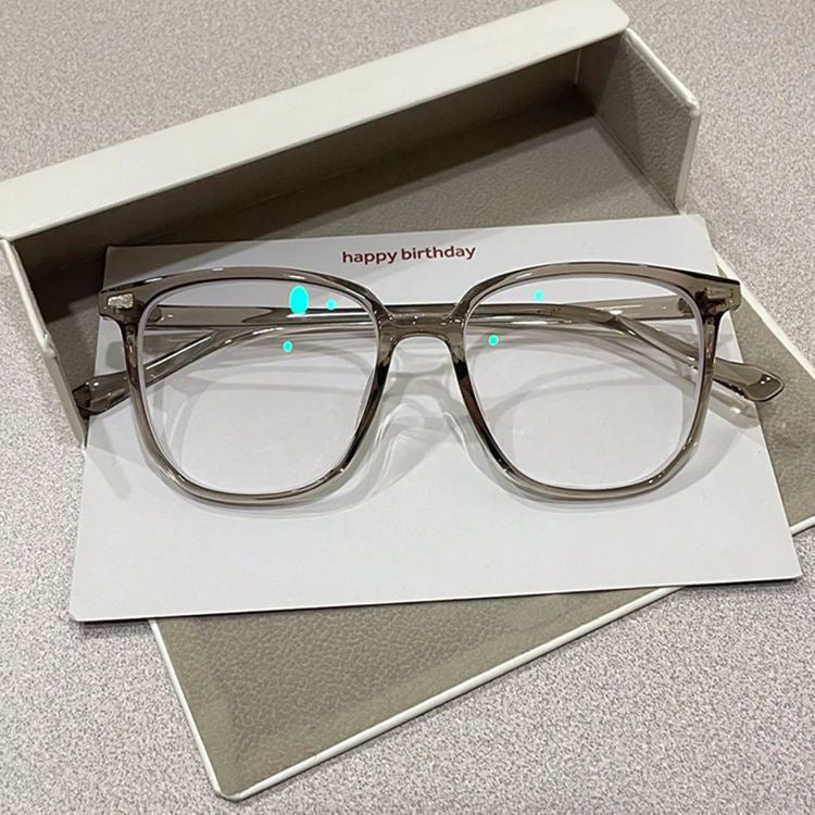 Blue light blocking glasses front view with oversized clear lens frame