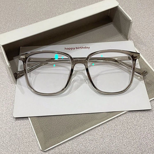 Blue light blocking glasses front view with oversized clear lens frame