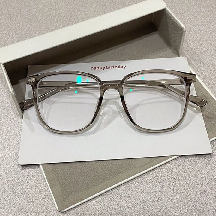 Blue light blocking glasses front view with oversized clear lens frame
