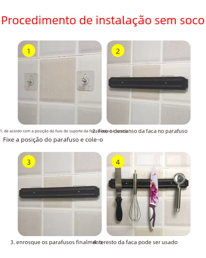 Magnetic Knife Rack Wall-Mounted Kitchen Organizer