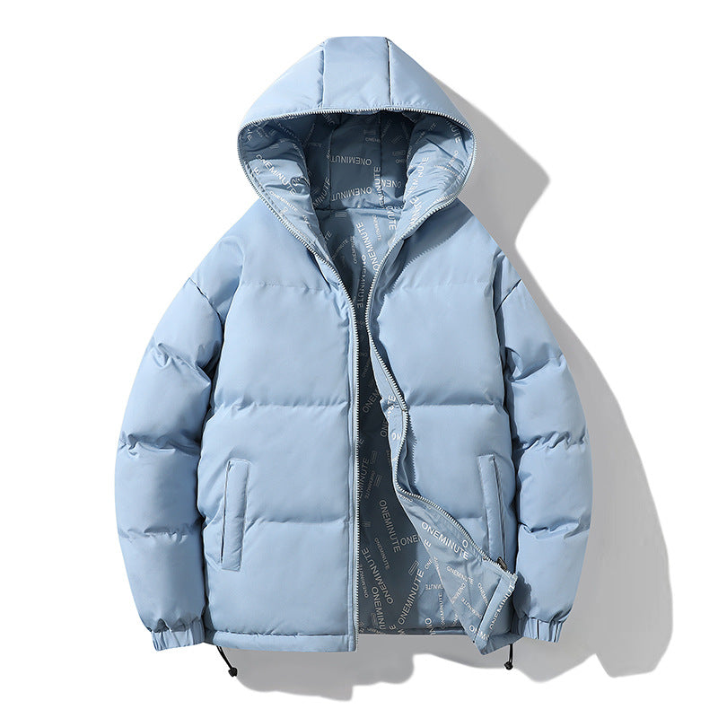 Men Reversible Thickened Winter Cotton Coat Hooded Zipper Jacket