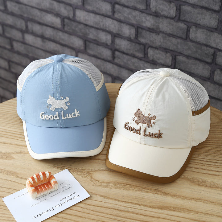 Kids baseball cap with embroidered front and mesh back panel