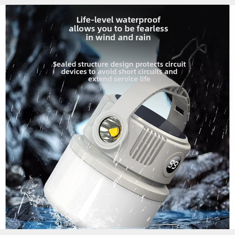 Solar-powered outdoor rechargeable camping light