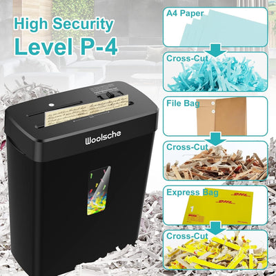 10-sheet cross cut paper shredder close-up of feed slot and control switch