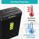 10-sheet cross cut paper shredder shown shredding office paperwork