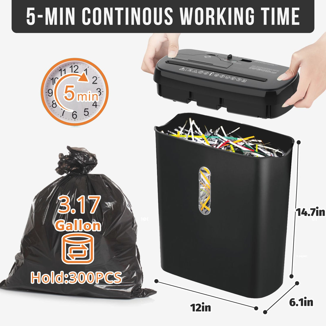 Paper shredder shown from an angled view