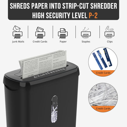 10-Sheet Strip Cut Paper Shredder detail close-up. 10 sheet strip cut paper shredder