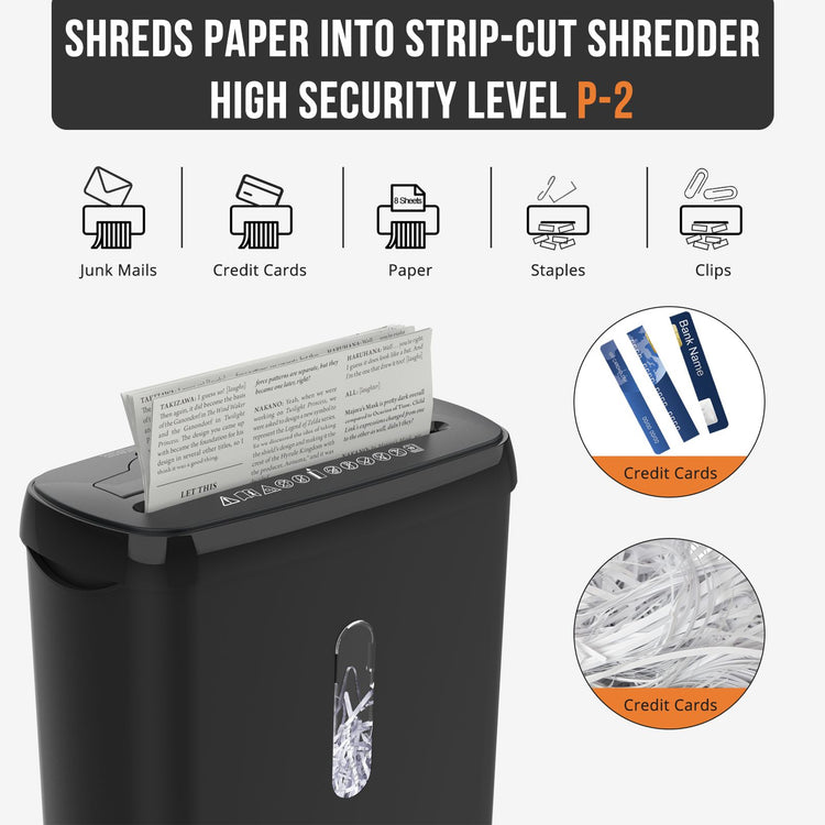 Close-up of the shredder feed slot for paper and cards