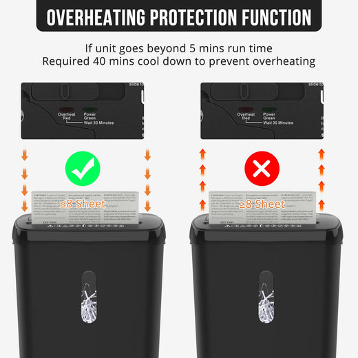 10-Sheet Strip Cut Paper Shredder feature highlight. 10 sheet strip cut paper shredder
