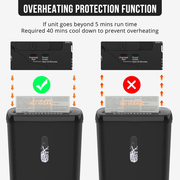 10-Sheet Strip Cut Paper Shredder feature highlight. 10 sheet strip cut paper shredder