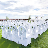 100-pack white stretch spandex chair covers for folding chairs at wedding banquet