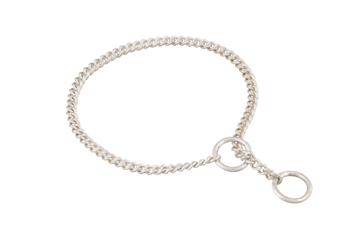 Alvalley Slip Curve Show Chain Collar (8 in x 1.2 mm) - Silver