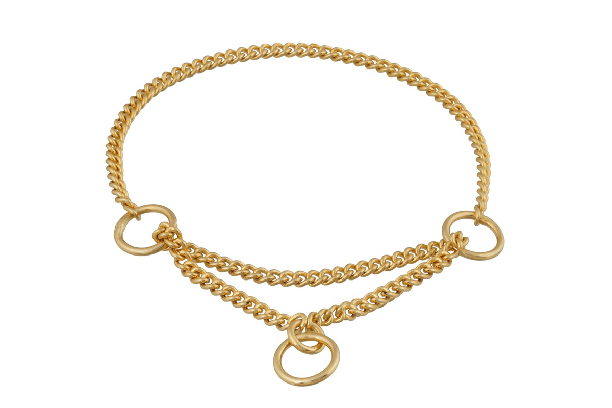 Alvalley Martingale Show Chain Collar (14in x 1.2 mm) - Gold