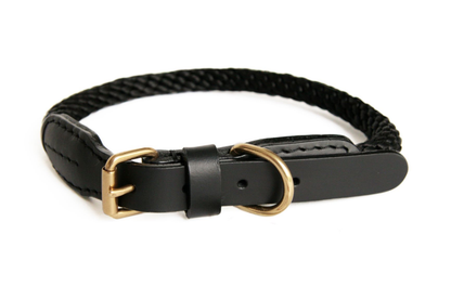 Alvalley Rope and Leather Dog Collar with Buckle (24 in)