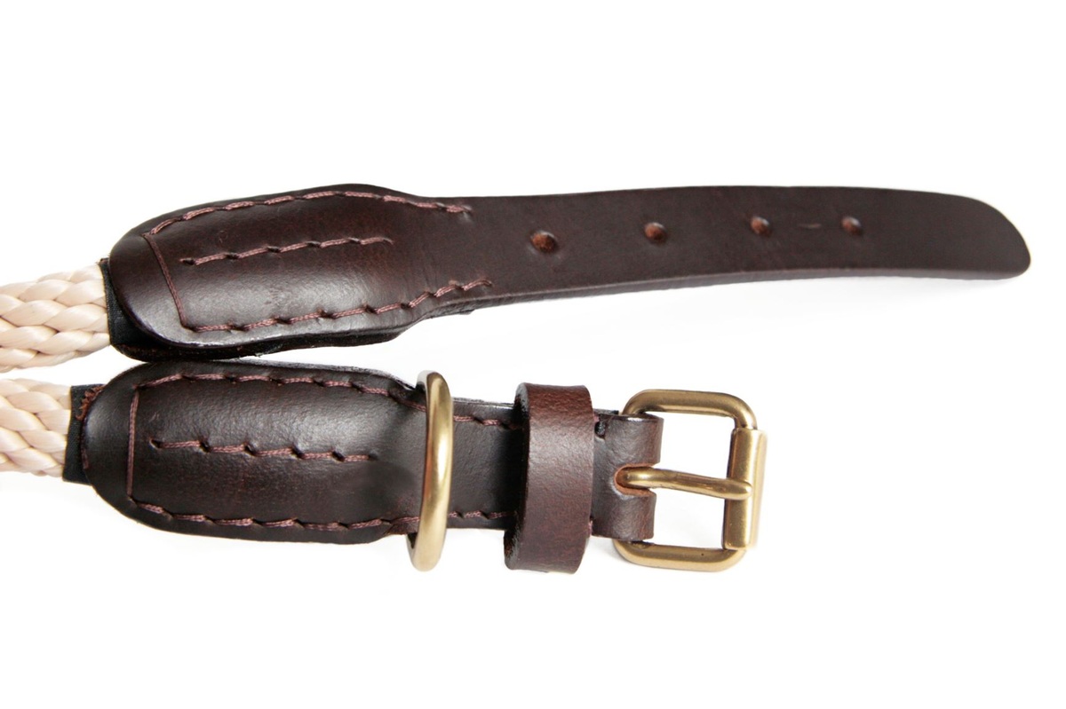 Alvalley Rope and Leather Dog Collar with Buckle (26 in)