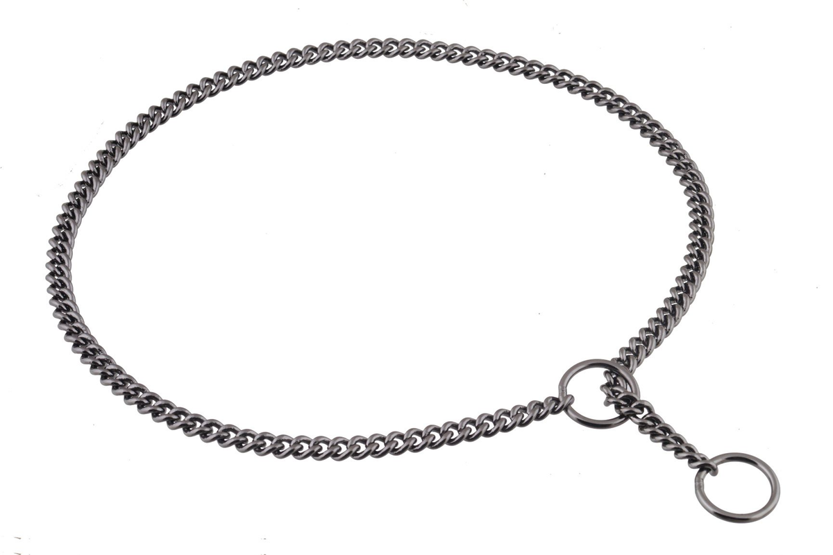 Alvalley Slip Curve Show Chain Collar (20 in x 1.6 mm) - Black