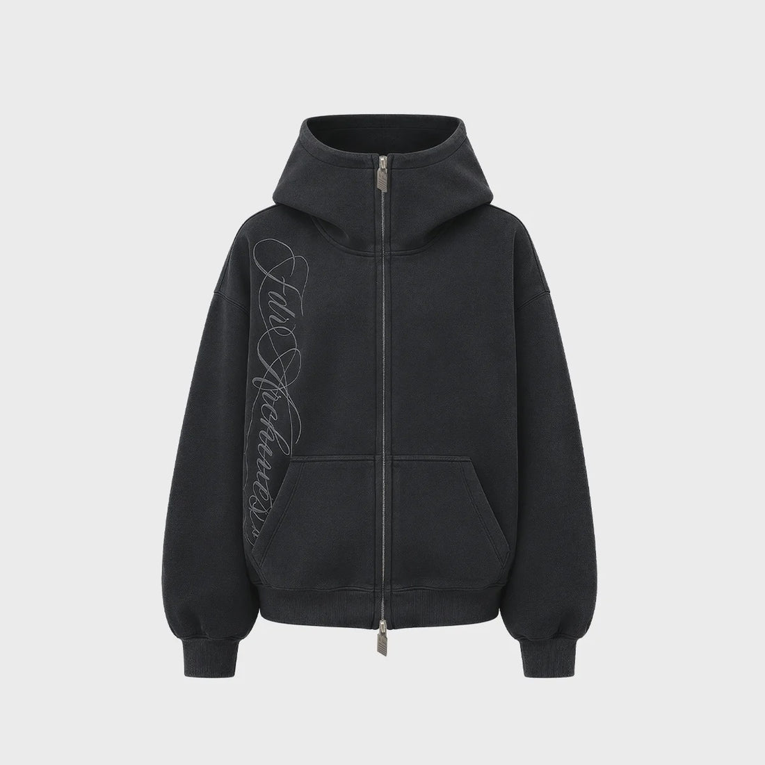 Printed high-neck pullover with hood and zipper vest