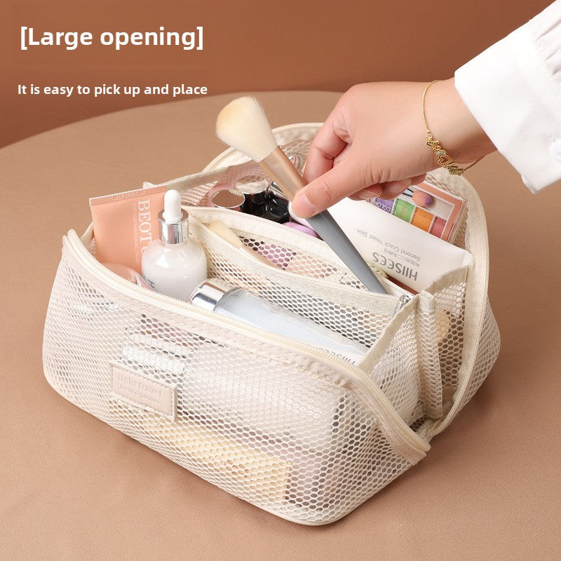 Portable Mesh Cosmetic Organizer Bag Travel Toiletry Storage Pouch