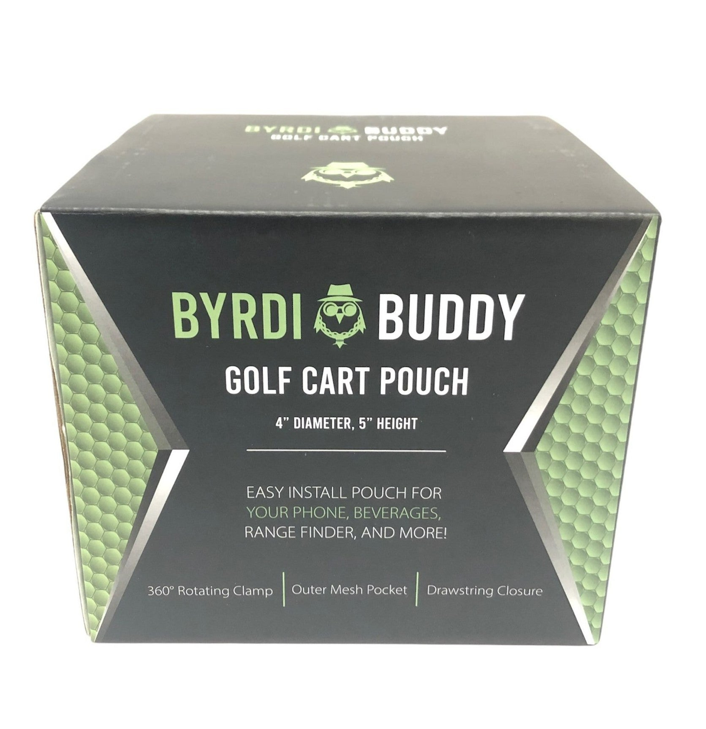 BYRDI Buddy Golf Cart Pouch Mount with 360 Rotating Clip