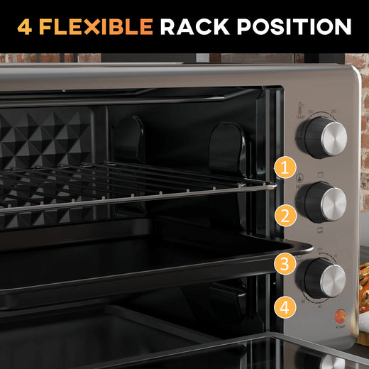 30L mini electric oven temperature dial close-up