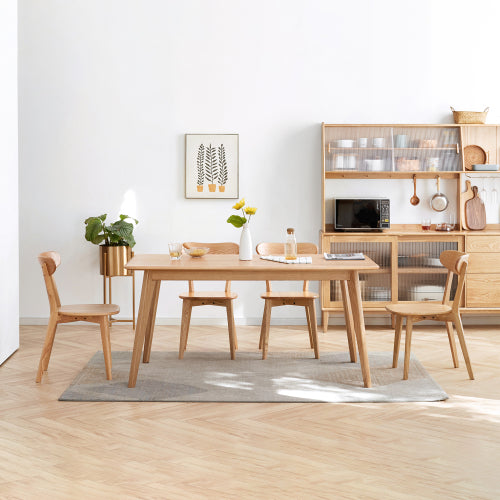 Modern oak dining chair back view