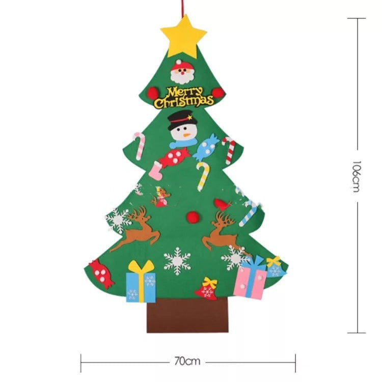 DIY felt Christmas wall tree size reference with height markings