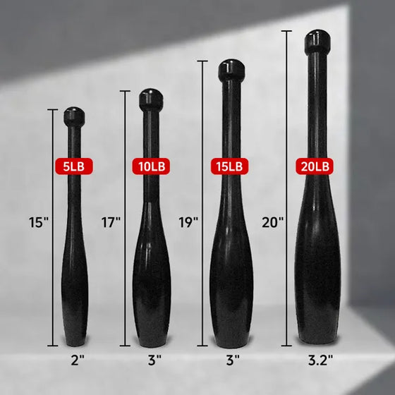 Steel mace club held for a 10-to-2 swing position