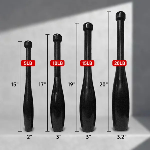 Steel mace club held for a 10-to-2 swing position