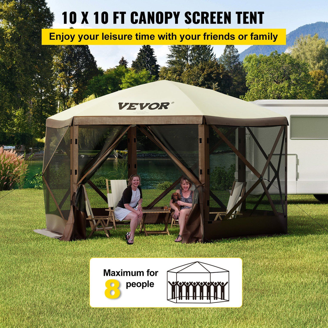10x10 gazebo interior showing space for up to 8 people