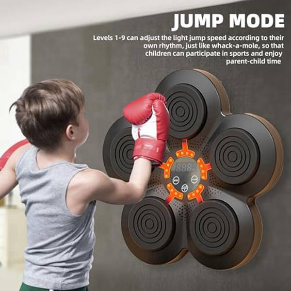Smart Music Boxing Machine Wall Mounted Punching Pad Set with Adult Gloves and USB Charging for Home Fitness Kids Training