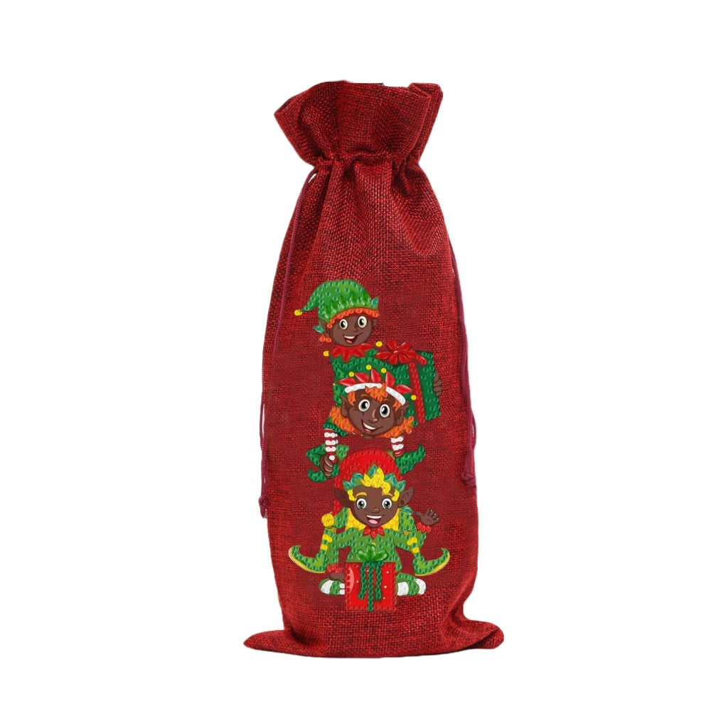 DIY 5D Diamond Painting Linen Gift Bag Sparkling Wine Candy Bag Handmade Craft Kit Modern Home Decor