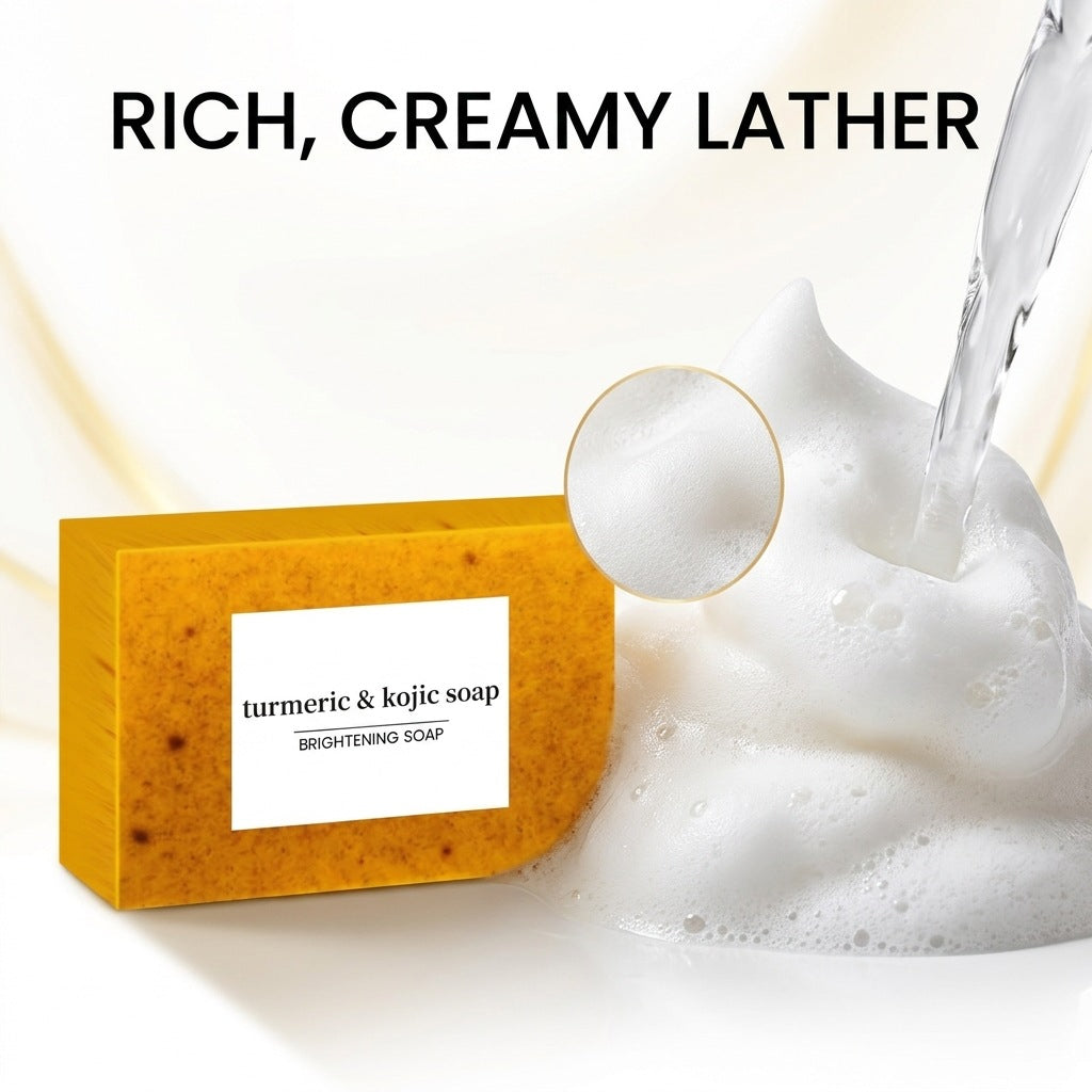Handmade turmeric lemon cold process soap bar, photo 3