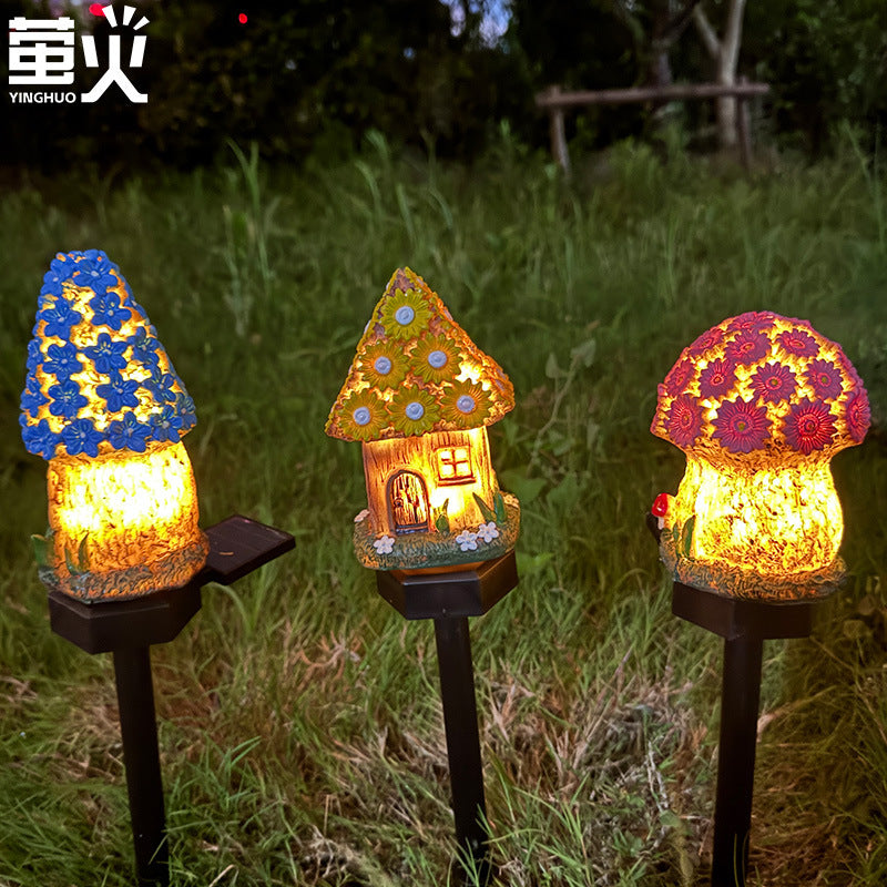 Solar Powered Resin Ground Lamp for Garden Decoration
