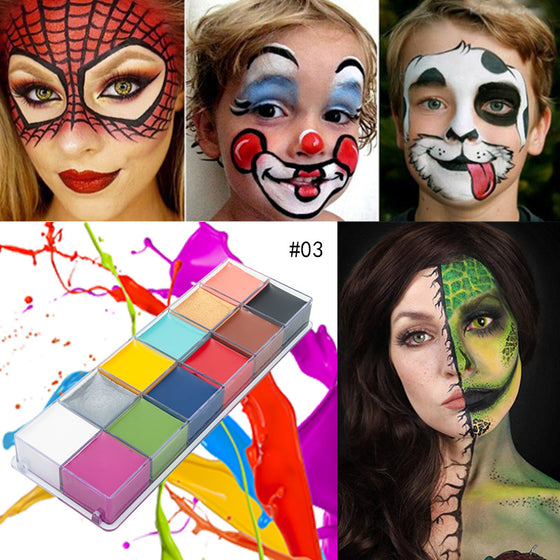 Water Soluble Face and Body Paint Kit for Halloween Cosplay Makeup