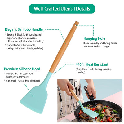 11-Piece Heat-Resistant Utensil Set angled view