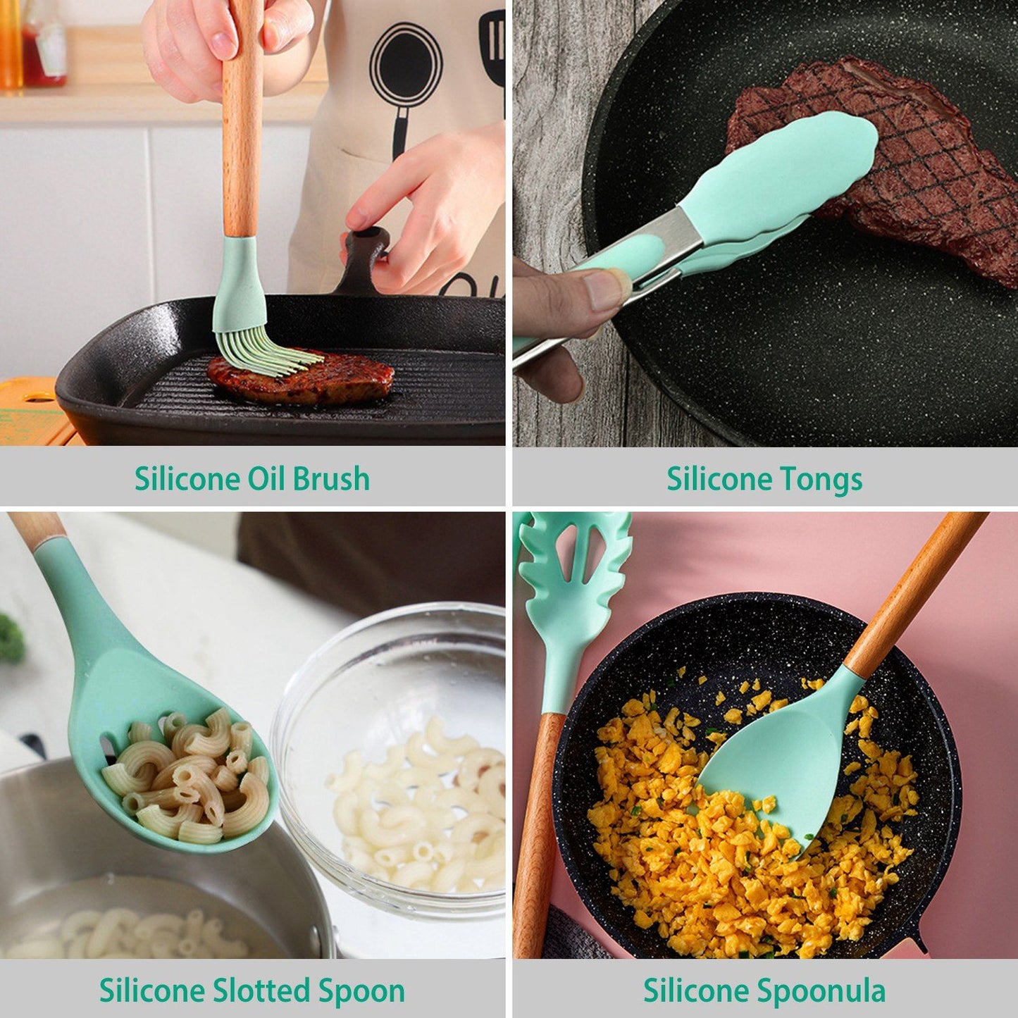 11-Piece Heat-Resistant Utensil Set in use