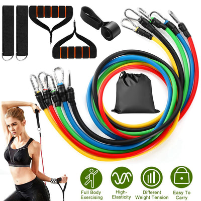 tube resistance bands stacked for strength training