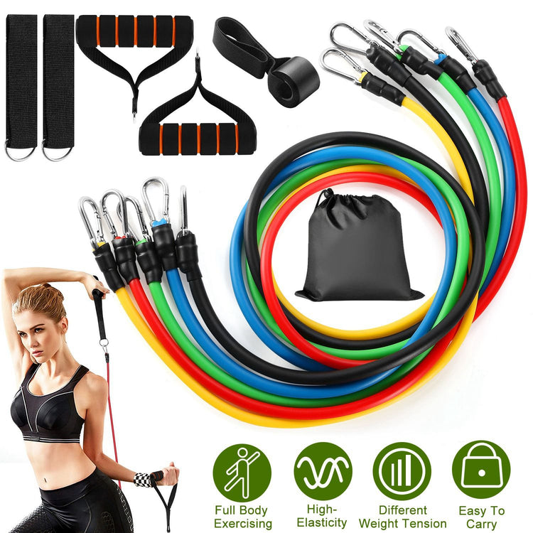 tube resistance bands stacked for strength training
