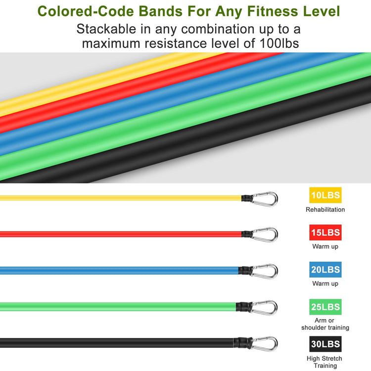 resistance bands set components laid flat
