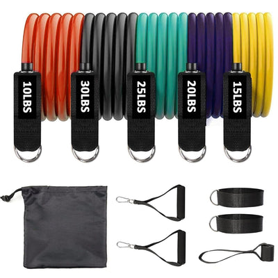 resistance bands set color-coded tubes close-up