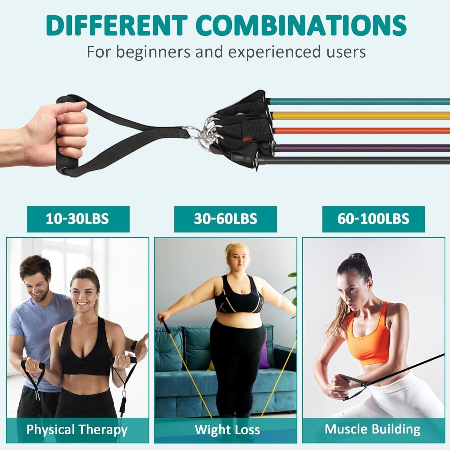 resistance bands stacked for heavy strength training