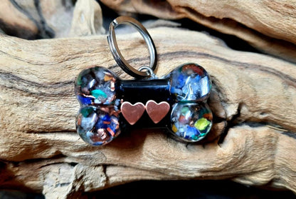 Shungite and Black Tourmaline dog bone charm, variant 2, close-up