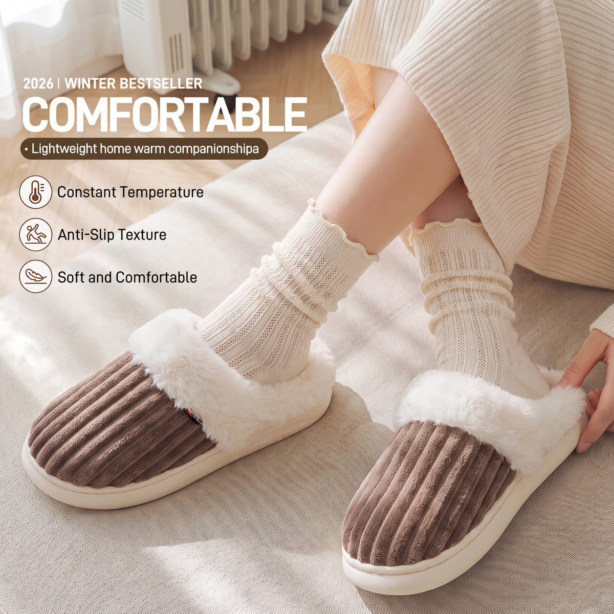 Womens Plush Indoor Slippers